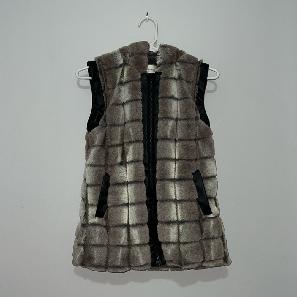 Girls Faux Fur Hooded Vest